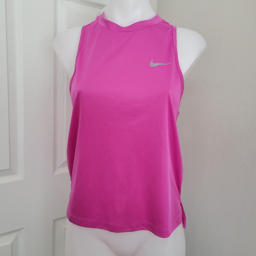 2/$25 Nike Running DriFit Mesh Panel Racerback Tank S Bright Raspberry EUC